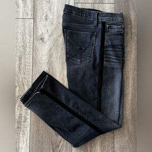 Hudson Jeans Women’s Size 27 Nico Straight Velvet Tuxedo Stripe Charcoal Denim